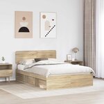 vidaXL Cadre de lit avec tête de lit Sonoma 140 x 200 cm Pin massif