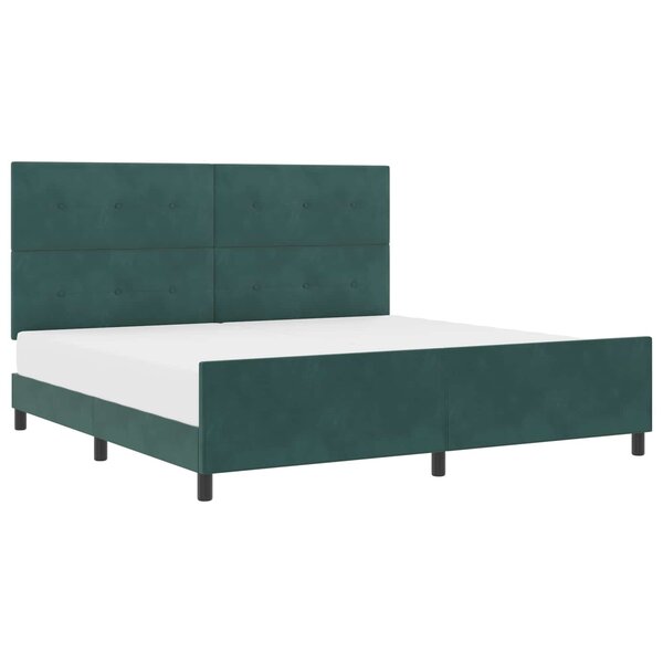 vidaXL Lit à ressorts avec tête de lit Vert foncé 200 x 200 cm Velours