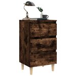vidaXL Tables de chevet et pieds en bois 2 Pièces Chêne fumé 40x35x69 cm