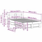 vidaXL Cadre de lit avec tiroir Marron 135 x 190 cm Bois massif en pin
