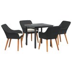 vidaXL Ensemble de salle à manger de jardin 5 pièces en poly rattan noir