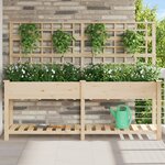 Jardinière avec treillis et étagère vidaXL 203x53x152 cm en bois massif de sapin