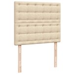 vidaXL Sommier à lattes de lit matelas et LED crème 120x190 cm tissu