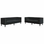 vidaXL Canapé de salon 2 Pièces Noir 194 x 74 5 x 70 5 cm Velours