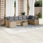 vidaXL Salon de jardin 11 Pièces avec coussins beige résine tressée