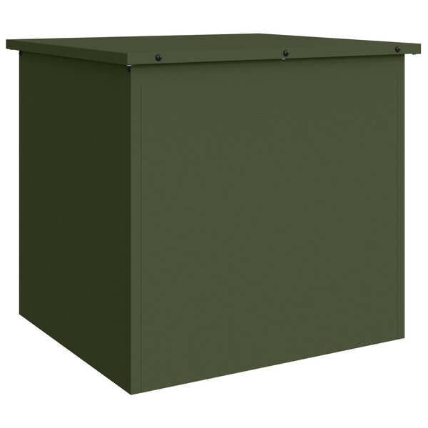 vidaXL Boîte de rangement extérieure en vert olive - 55 x 50 5 x 50 cm  faite en acier laminé à froid.