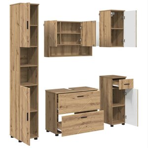 vidaXL Ensemble de mobilier de salle de bain 5 Pièces Chêne artisanal