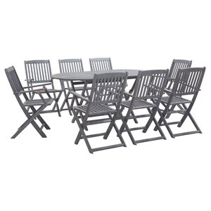 vidaXL Mobilier à dîner de jardin 9 Pièces Bois d'acacia massif Gris