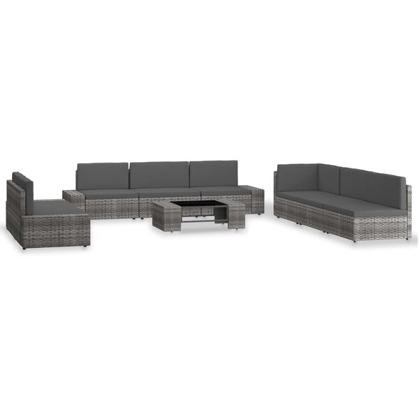 vidaXL Salon de jardin 9 Pièces Résine tressée Gris