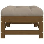 vidaXL Repose-pied de jardin et coussin marron miel bois de pin massif