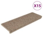 vidaXL Tapis d'escalier autocollants 15 Pièces 65x21x4 cm Sable