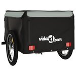 vidaXL Remorque de vélo noir et gris 45 kg fer