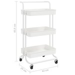 vidaXL Chariot de cuisine 3 niveaux Blanc 42x35x85 cm Fer et ABS