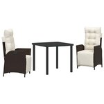 vidaXL Ensemble de salle à manger pour jardin 3 Pièces Marron Poly rotin