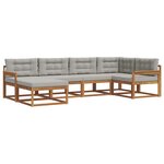 vidaXL Ensemble de canapés d'extérieur 6 pc Naturel et gris clair