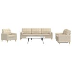 vidaXL Ensemble de canapés 3 Pièces avec coussins décoratifs crème tissu