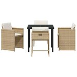 vidaXL Set de salle à manger de jardin 5 pièces avec coussins beige en poly rattan