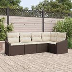 vidaXL Ensemble de canapé de jardin 5 Pièces Marron Poly rotin