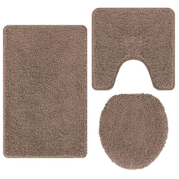 vidaXL Tapis de bain 3 Pièces Marron 50 x 50 cm Polypropylène