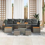 vidaXL Ensemble de canapé de jardin 10 Pièces Gris Poly rotin