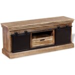 vidaXL Meuble TV avec 2 portes coulissantes Bois de manguier massif