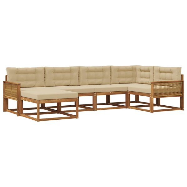 vidaXL Ensemble de canapés d'extérieur 6 pc Naturel et Beige