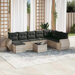 vidaXL Salon de jardin 9 Pièces avec coussins gris clair résine tressée