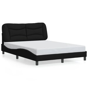 vidaXL Cadre de lit sans matelas Hvar noir 140x190 cm tissu