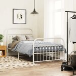 vidaXL Cadre de lit métal sans matelas et pied de lit blanc 100x190 cm