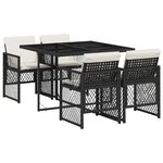 vidaXL Ensemble à manger de jardin coussins 5Pièces noir résine tressée