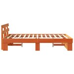 vidaXL Cadre de lit avec tête de lit Brun cire 135 x 190 cm Pin massif