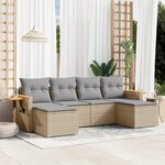 vidaXL Salon de jardin avec coussins 6 Pièces beige résine tressée