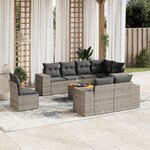 vidaXL Salon de jardin 9 Pièces avec coussins gris résine tressée