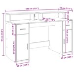 vidaXL Bureau avec lumières LED chêne artisanal bois d'ingénierie