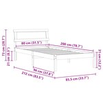 vidaXL Cadre de lit avec tête de lit et LED 80x200 cm en pin massif