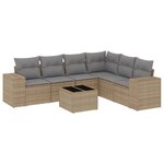 vidaXL Salon de jardin avec coussins 7 Pièces beige résine tressée