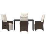 vidaXL Ensemble de 5 pièces de salle à manger de jardin avec coussins marron en poly rattan