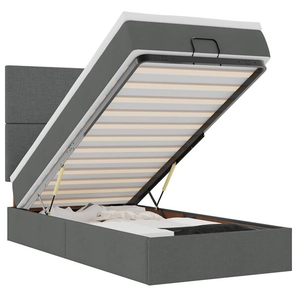 vidaXL Cadre de lit ottoman avec matelas gris foncé 90x190 cm tissu