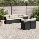 vidaXL Salon de jardin 7 Pièces avec coussins noir résine tressée