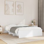vidaXL Cadre de lit sans matelas blanc 140x200 cm bois d'ingénierie