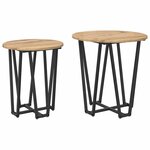 Table d'appoint vidaXL 2 pièces en chêne fait main  bois reconstitué et métal