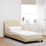 vidaXL Lit avec matelas crème 90x200 cm tissu