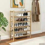 vidaXL Rack à chaussures avec étagère Naturel 68 x 28 x 96 cm Bambou