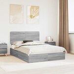 vidaXL Lit de Rangement Gris Sonoma 150 x 200 cm Bois d'ingénierie