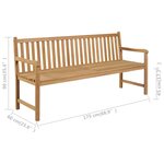 vidaXL Banc de jardin avec coussin gris 175 cm Bois de teck massif