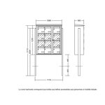 Bloc collectif Leabox  3x4  grade 3  simple face  extérieur  fixation sur pieds à sceller   gris anthracite ral 7016 finition brillante