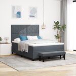 vidaXL Lit à ressort avec matelas et banc gris foncé 140x190 cm velours