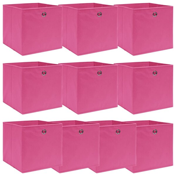 vidaXL Boîtes de rangement 10 Pièces Rose 32x32x32 cm Tissu