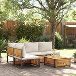 vidaXL Salon de jardin avec coussins 5 Pièces Bois d'acacia solide
