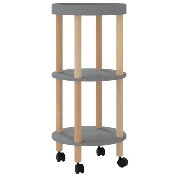 vidaXL Chariot à 3 niveaux Gris 38x38x82 cm Bois d'ingénierie et pin